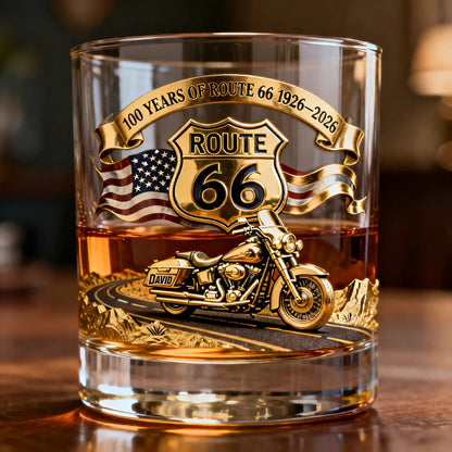"Route 66 Centennial" Personalized Whisky Glass - Gifts For Bikers
