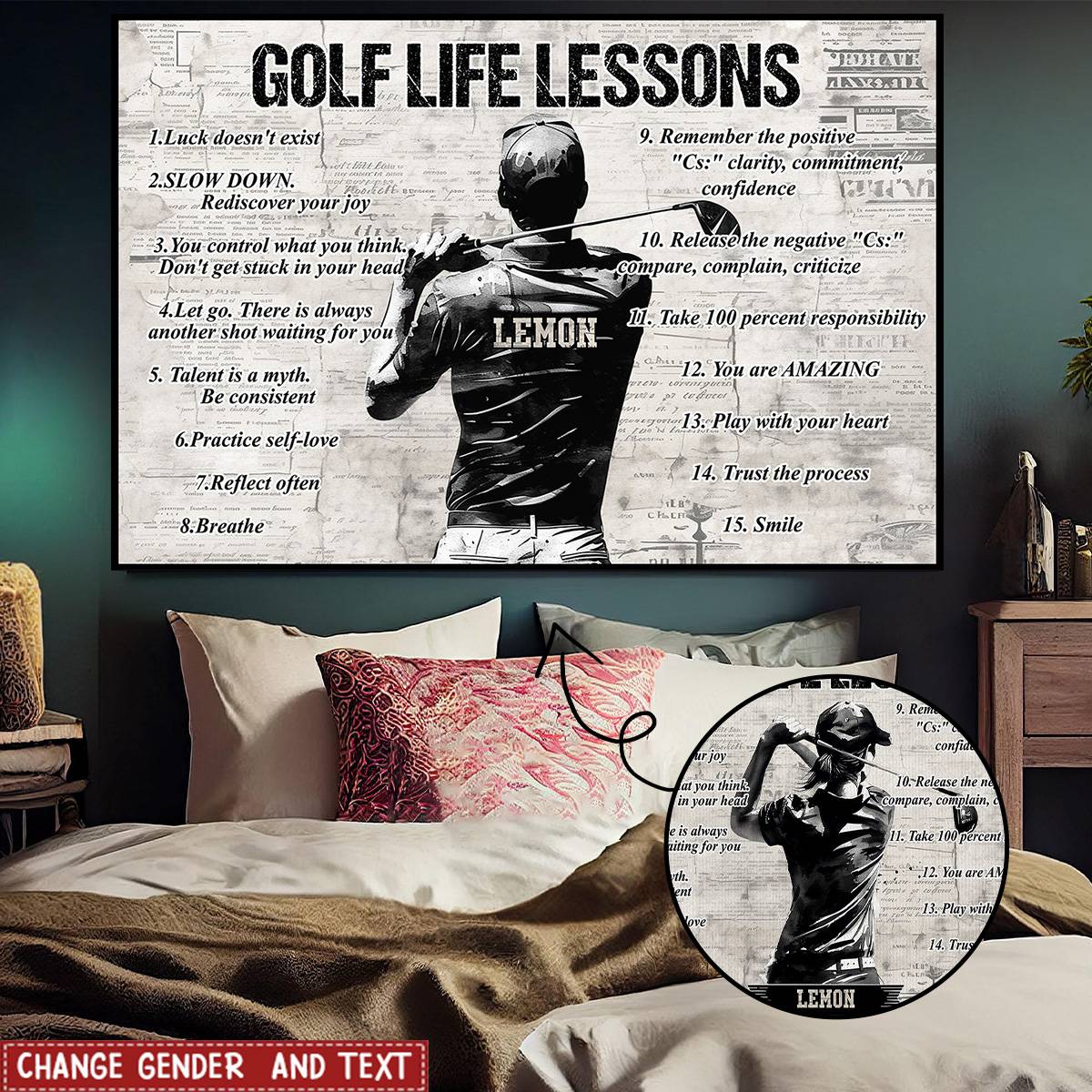 Personalized Golf Life Lessons Poster / Canvas - Custom Gift For Golf Lovers