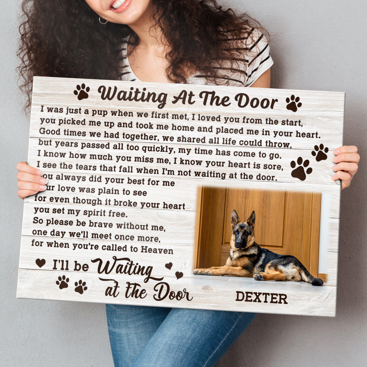 Waiting At The Door - Personalized Pet Portrait Canvas / Poster