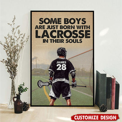 “Born With Lacrosse In Their Souls” Poster / Canvas - Personalized Gift for Boys & Players