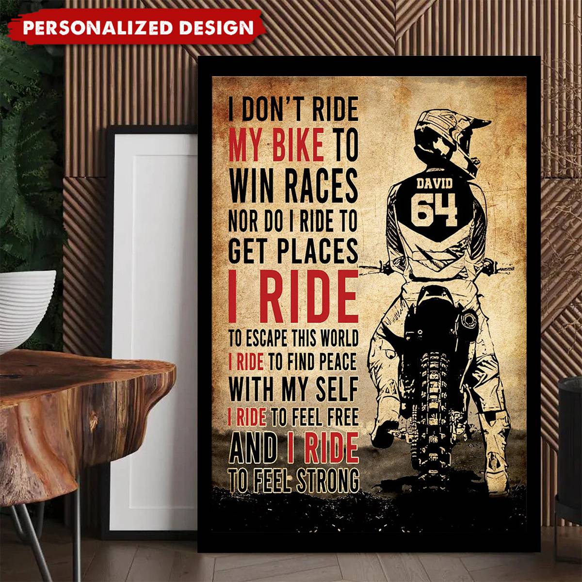 Personalized Motocross Name & Number Poster / Canvas - Gift for Motocross Lovers