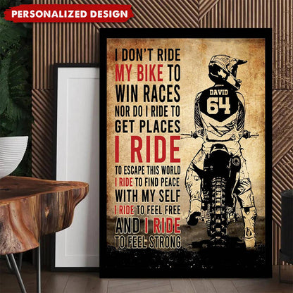 Personalized Motocross Name & Number Poster / Canvas - Gift for Motocross Lovers