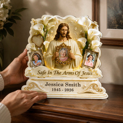 Personalized Jesus memorial plaque with custom photo print for sympathy loss of loved one gift image 6