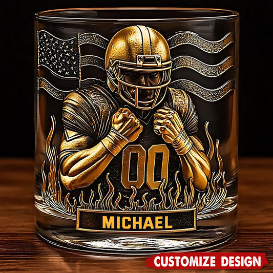 Personalized American Football Whiskey Glass - Custom Gift for American Football Lovers