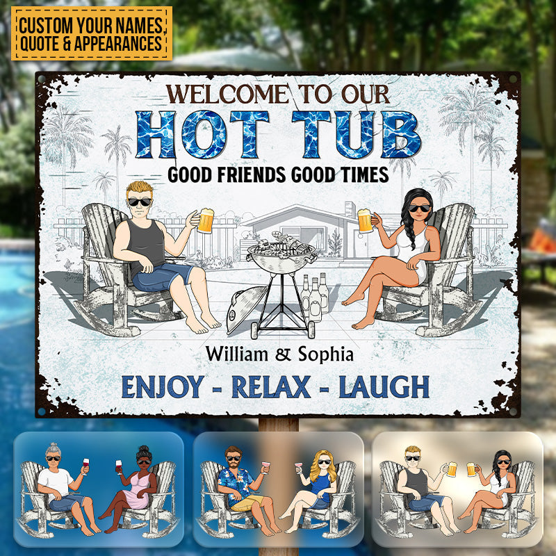 Poolside Grilling Listen To The Good Music - Personalized Metal Signs