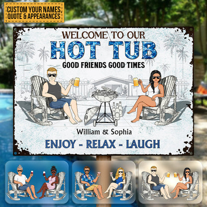 Poolside Grilling Listen To The Good Music - Personalized Metal Signs