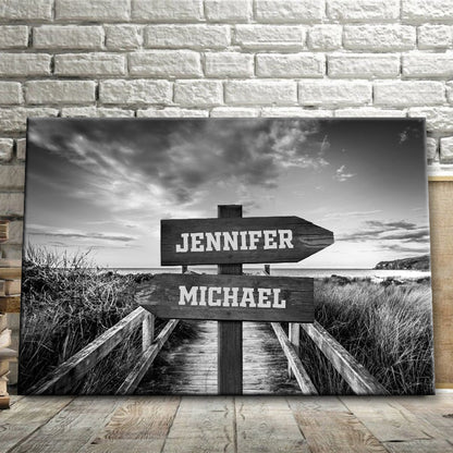 Our Names Are Recorded Next To The Ocean - Personalized Custom Canvas / Poster Wall Art