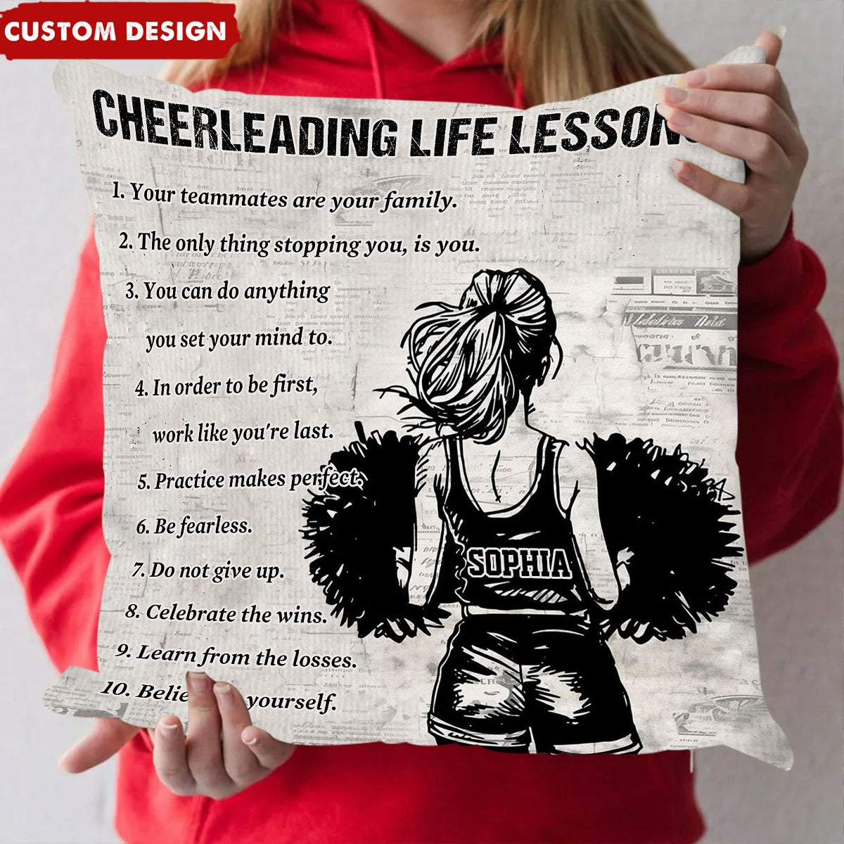 Personalized Cheerleading Life Lessons Girl Pillow - Gift For Cheerleading Lovers
