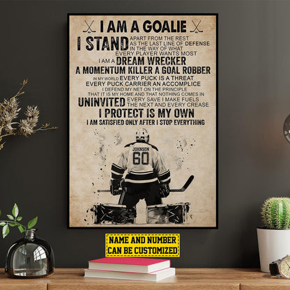 Personalized Hockey Goalie Player Poster / Canvas - Gift For Hockey Lovers