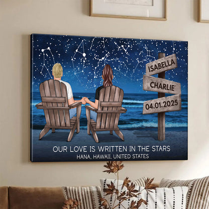 Personalized Customized Our Love Is Written In The Stars Canvas / Poster - Custom Gifts For Couple Anniversary
