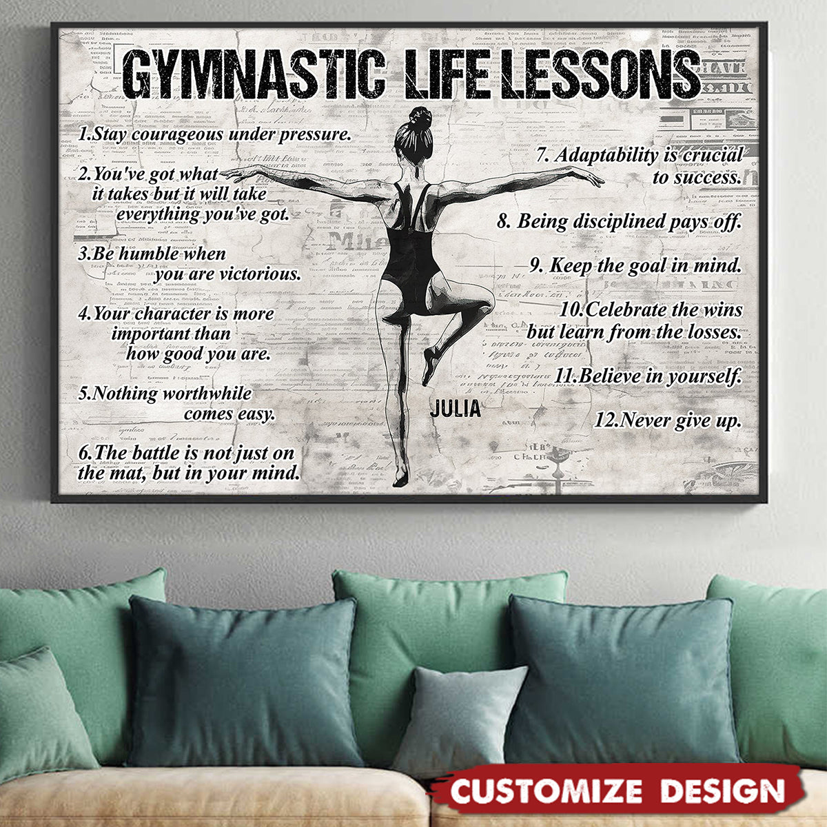 Personalized Gymnastics Life Lessons Girl Poster / Canvas - Gift for Gymnastics Lovers