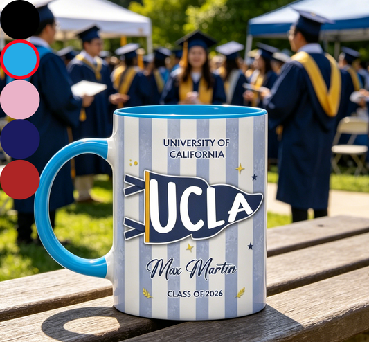 Personalized Ucla Graduation Mug for Daughter/Granddaughter with personalized design details for meaningful gifting