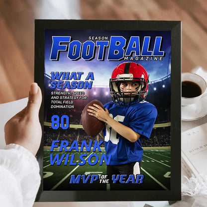 Personalized American Football Magazine Cover Poster / Canvas - Custom Photo Gift for Fans