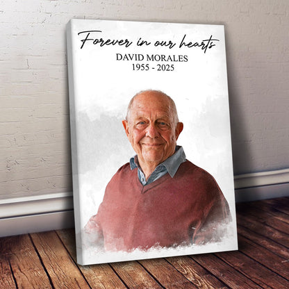 Forever In Our Hearts - Personalized Memorial Photo Poster / Canvas