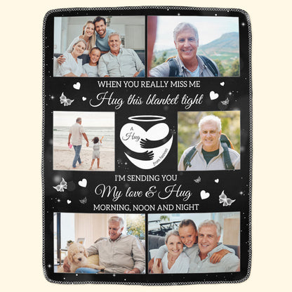 A Hug From Heaven Memorial Gift - Personalized Photo Blanket