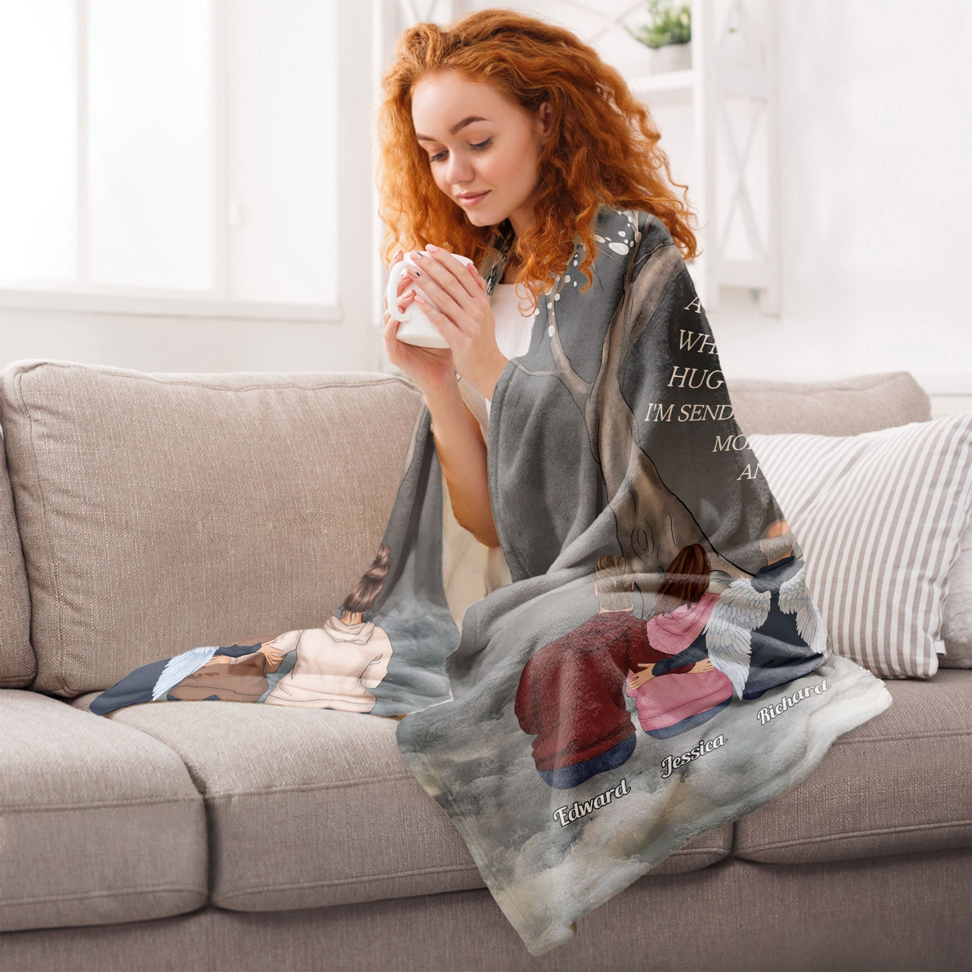A Hug From Heaven - Personalized Custom Memorial Blanket