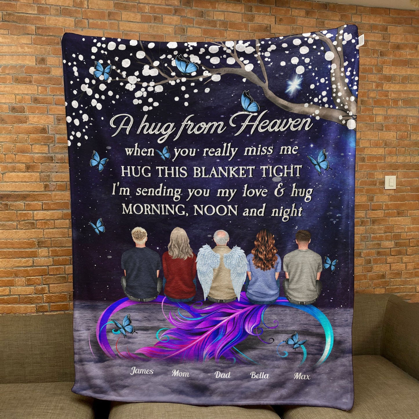 A Hug From Heaven Sympathy - Personalized Custom Memorial Blanket