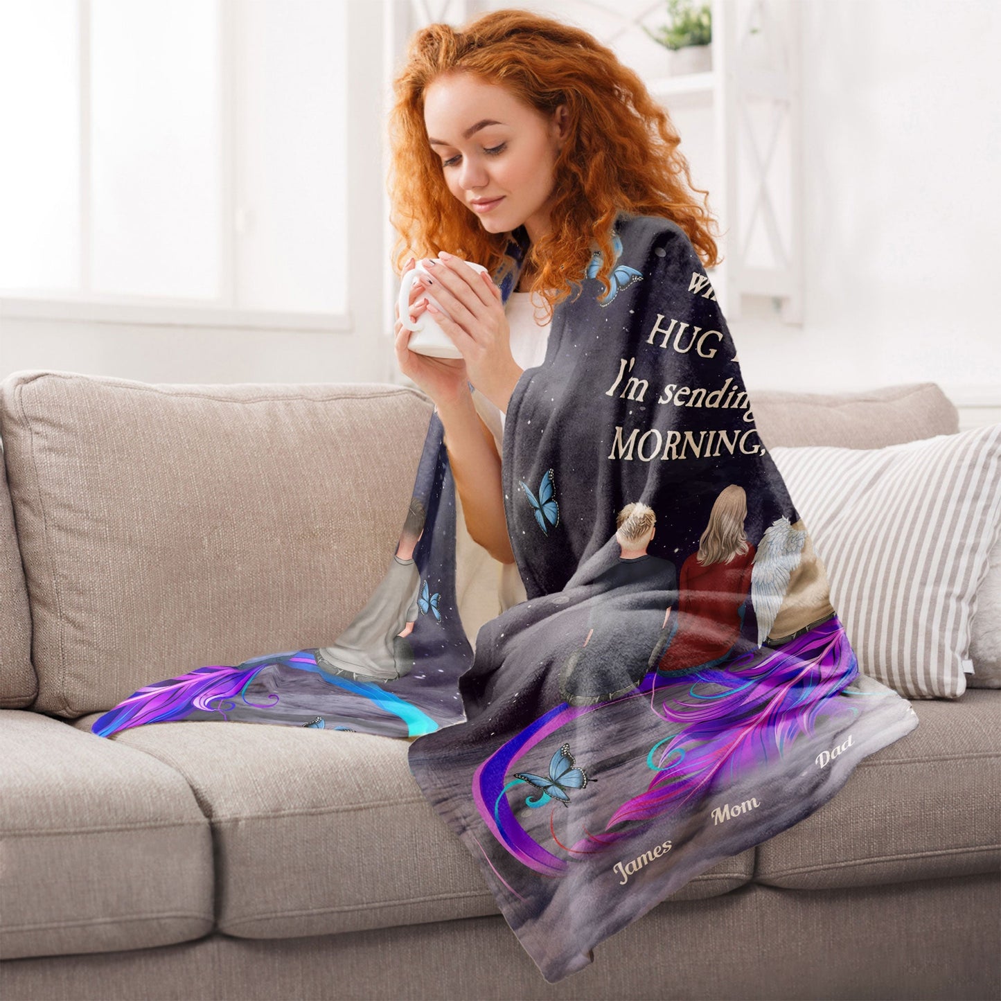 A Hug From Heaven Sympathy - Personalized Custom Memorial Blanket