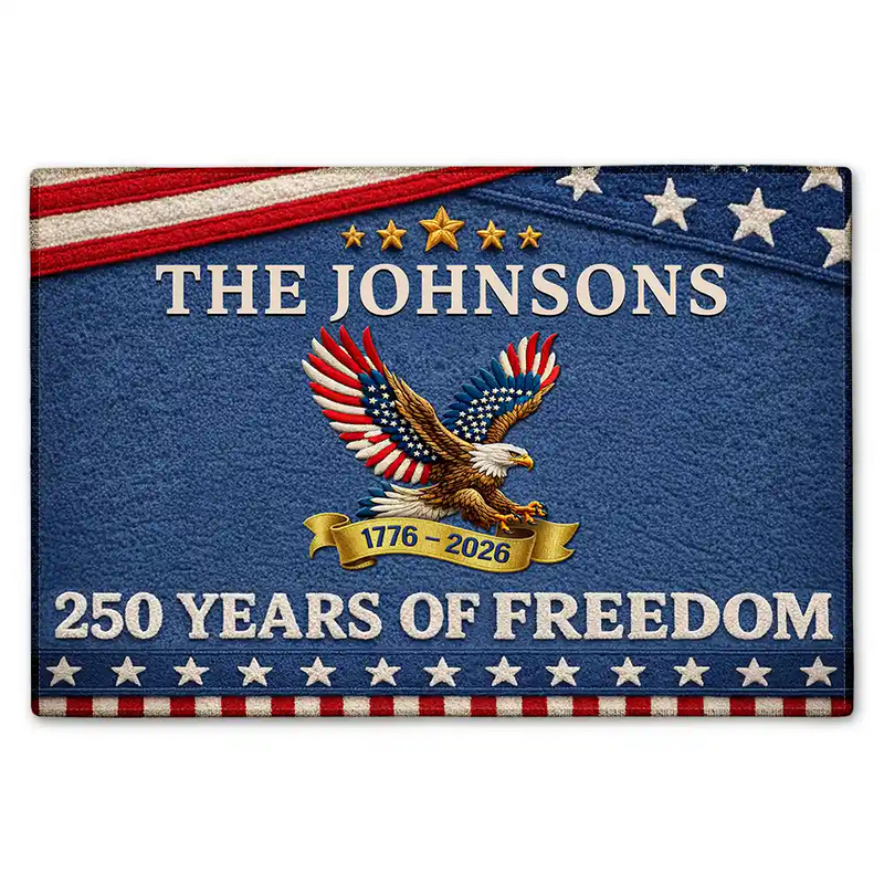 250 Years Of Freedom - Personalized Doormat with Faux Embroidery Effect