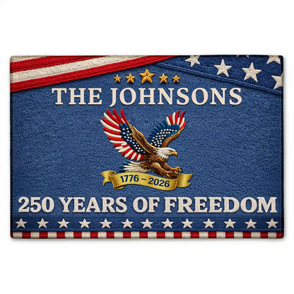 250 Years Of Freedom - Personalized Doormat with Faux Embroidery Effect