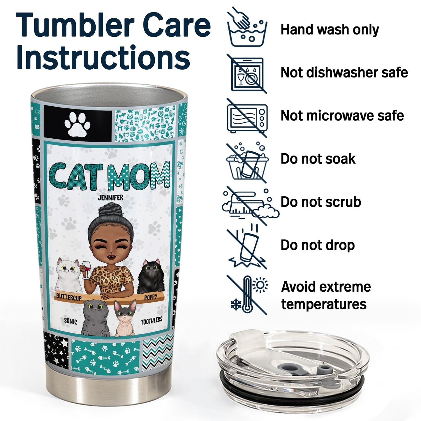 Purr-fect Match for Cat Parents - Personalized Custom Tumbler