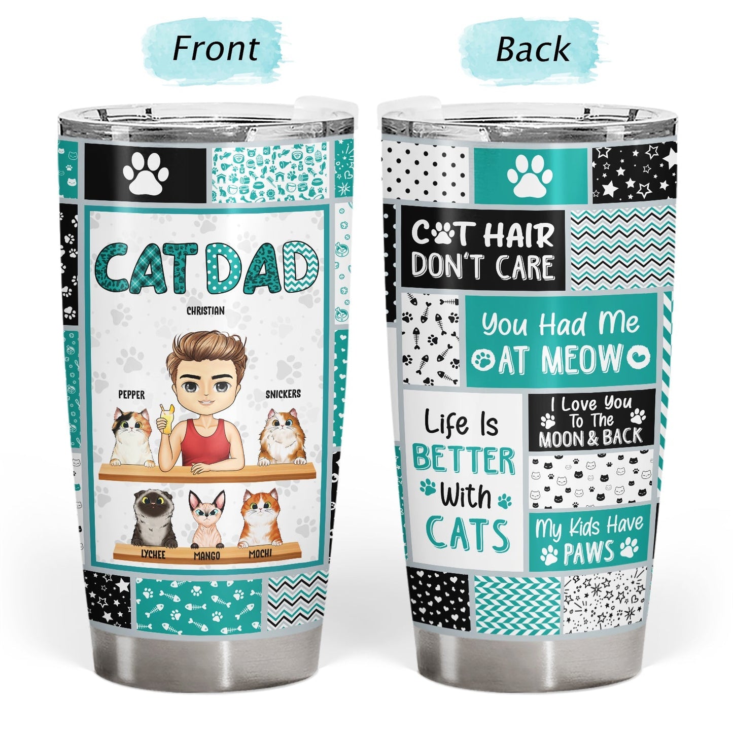 Purr-fect Match for Cat Parents - Personalized Custom Tumbler