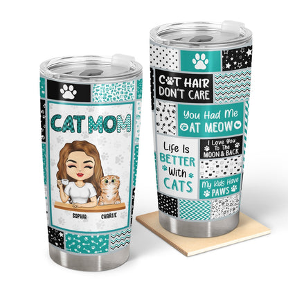 Purr-fect Match for Cat Parents - Personalized Custom Tumbler