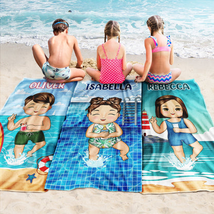 Personalized Kids Name Beach Towel - Custom Summer Pool & Beach Fun