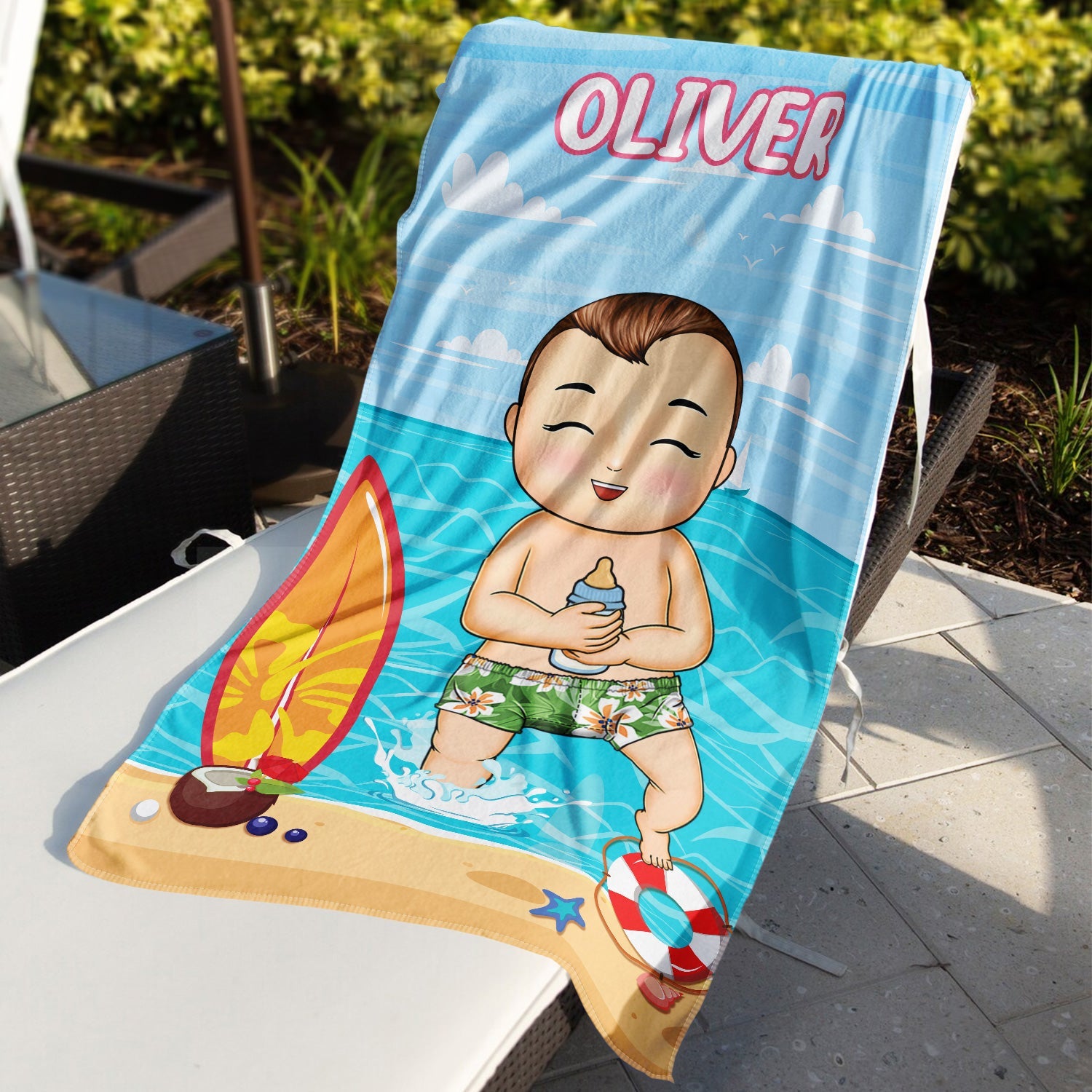 Personalized Kids Name Beach Towel - Custom Summer Pool & Beach Fun
