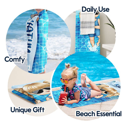 Personalized Kids Name Beach Towel - Custom Summer Pool & Beach Fun