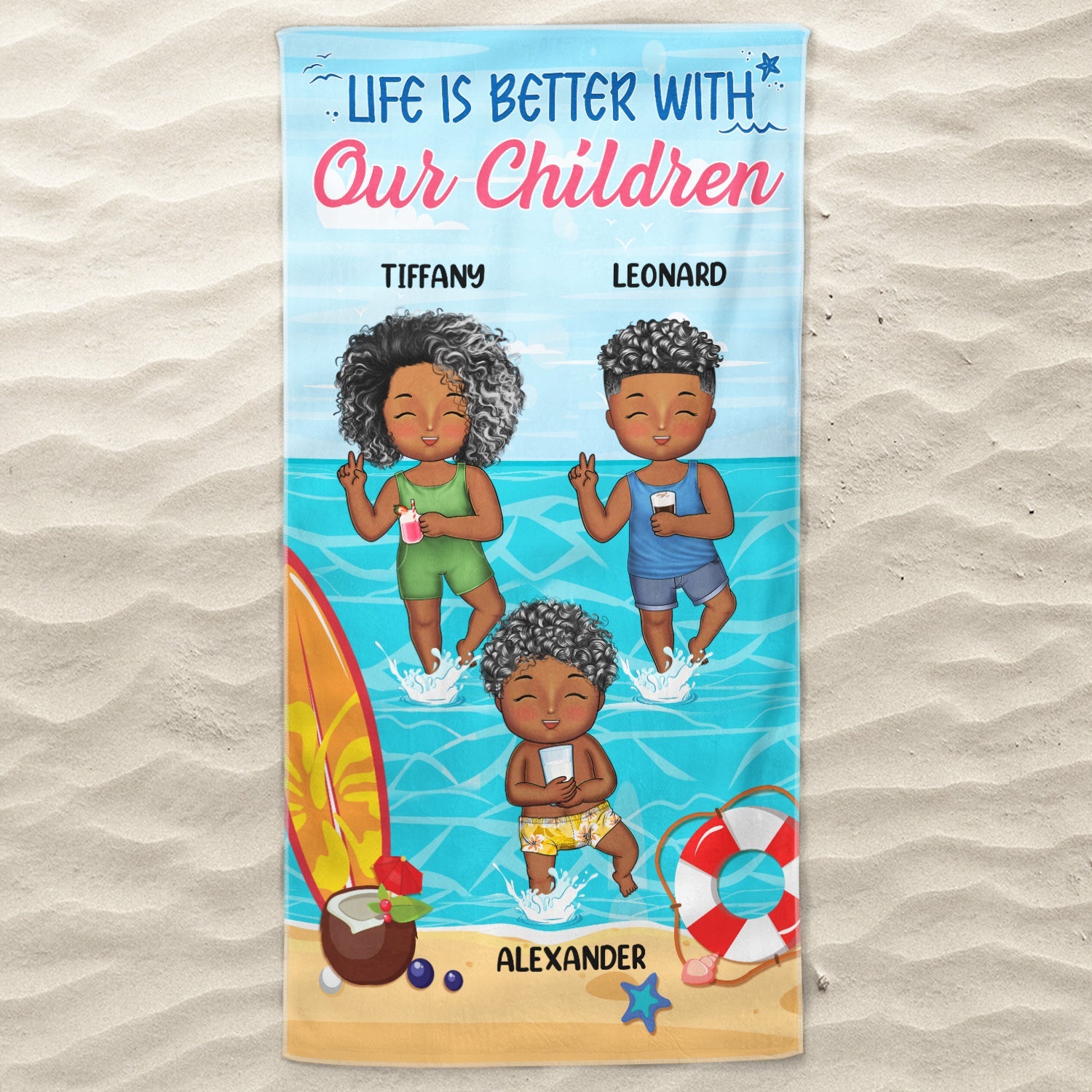 Personalized Beach Towel - “Life Is Better With My Grandkids” Gift for Grandparents