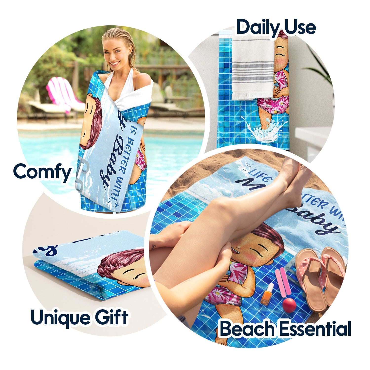 Personalized Beach Towel - “Life Is Better With My Grandkids” Gift for Grandparents