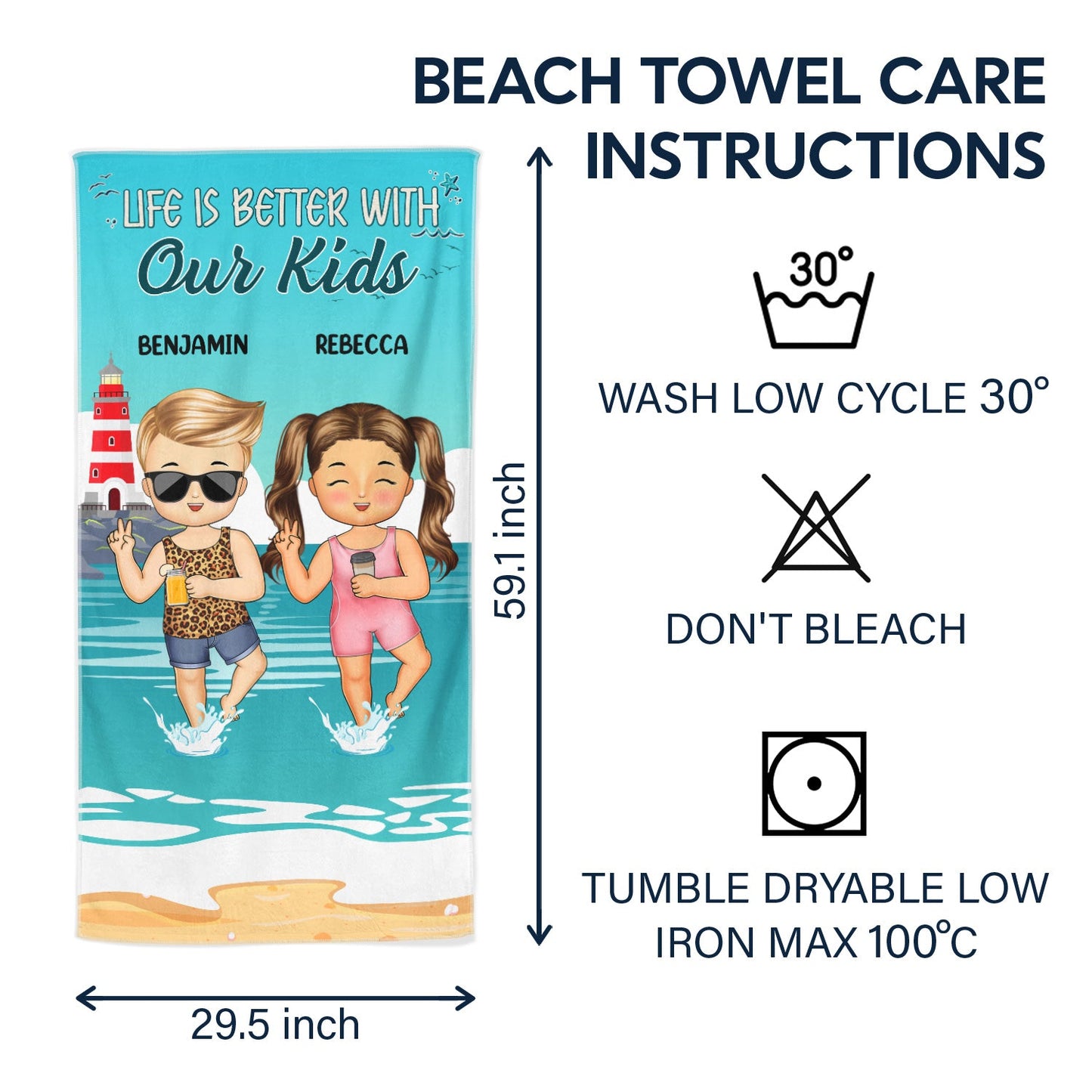 Personalized Beach Towel - “Life Is Better With My Grandkids” Gift for Grandparents