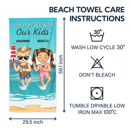 Personalized Beach Towel - “Life Is Better With My Grandkids” Gift for Grandparents