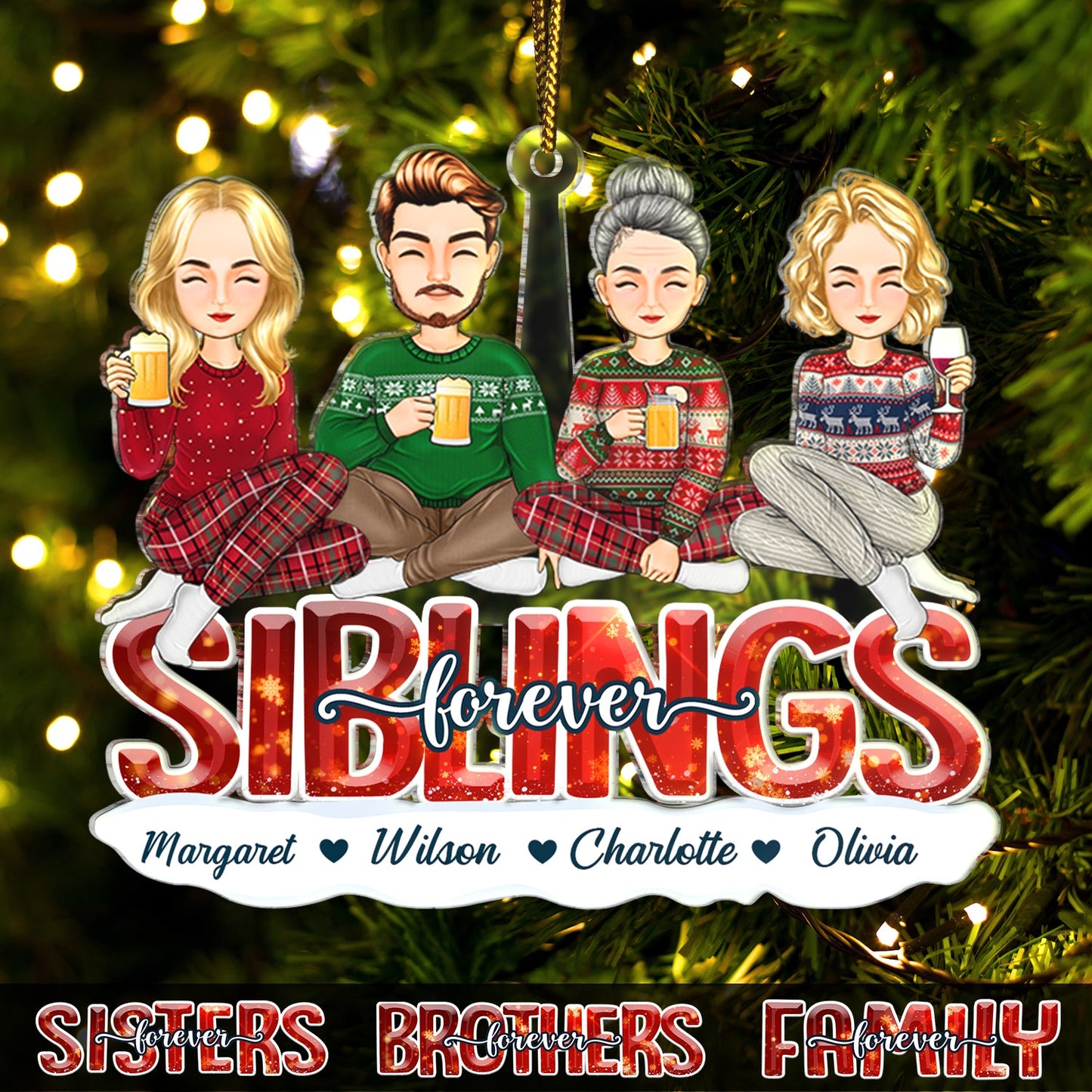 Sisters Besties Forever - Christmas Gift For Siblings, Best Friends And Colleagues - Personalized Cutout Acrylic Ornament