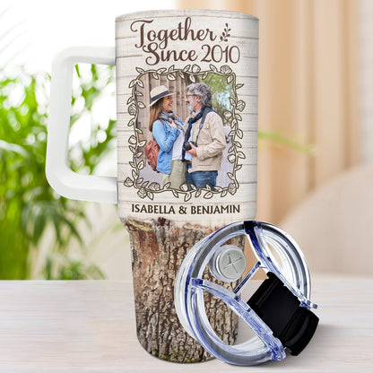 My Favorite Place Is Next To You - Personalized Custom Photo Tumbler With Straw