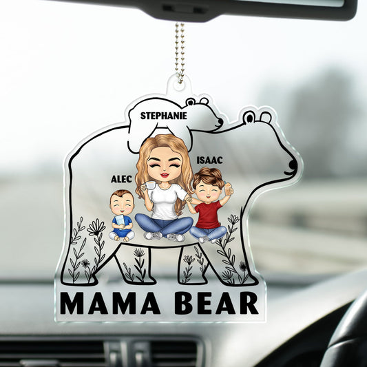 Personalized Mama Bear Car Hanger | Custom Gift for Mom & Grandma