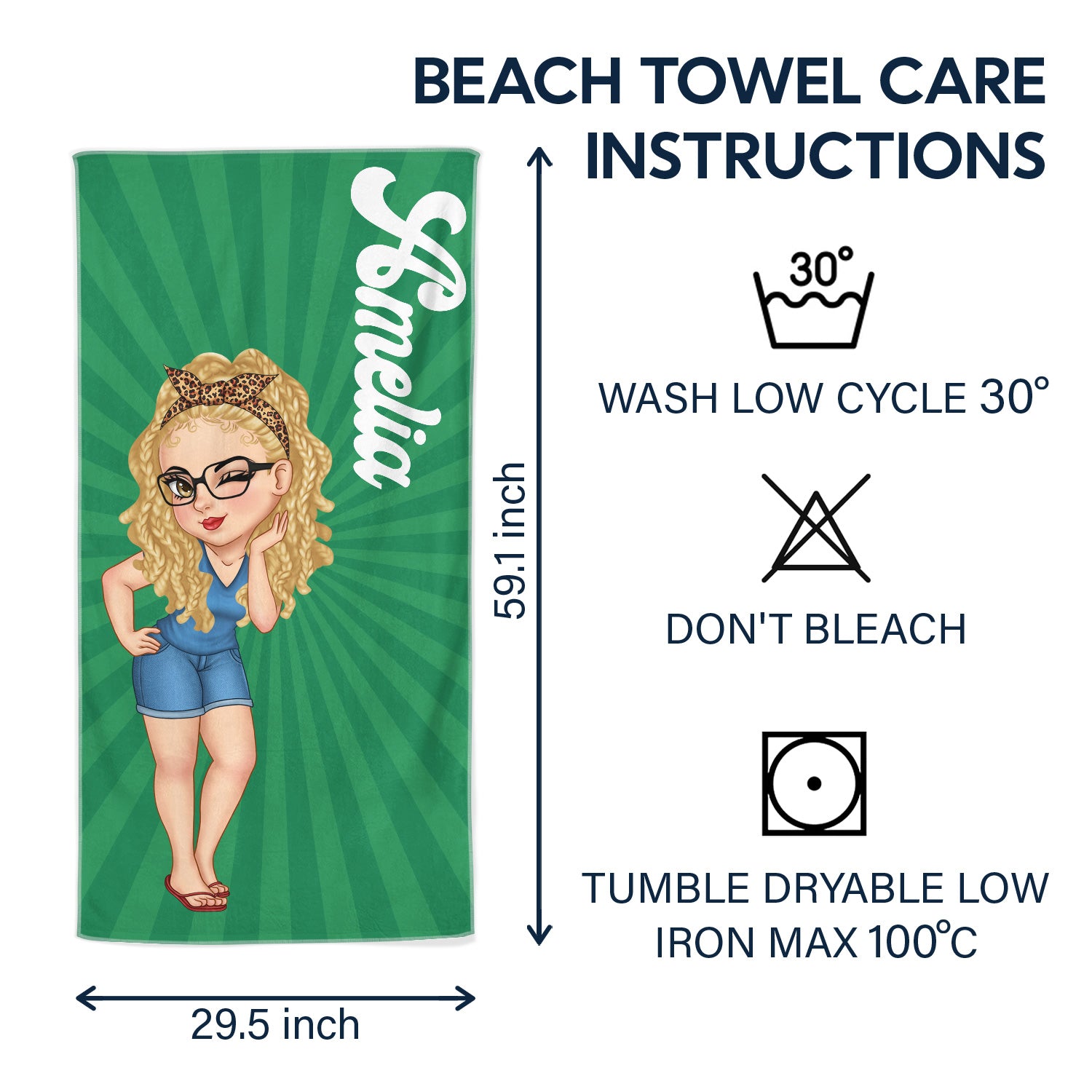 Cartoon Woman Traveling Beach Poolside Swimming Picnic - Personalized Beach Towel