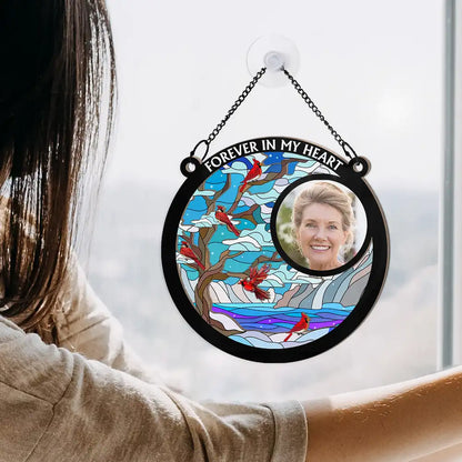 Custom Photo I'm Always With You Memorial Family - Personalized Window Hanging Suncatcher Ornament