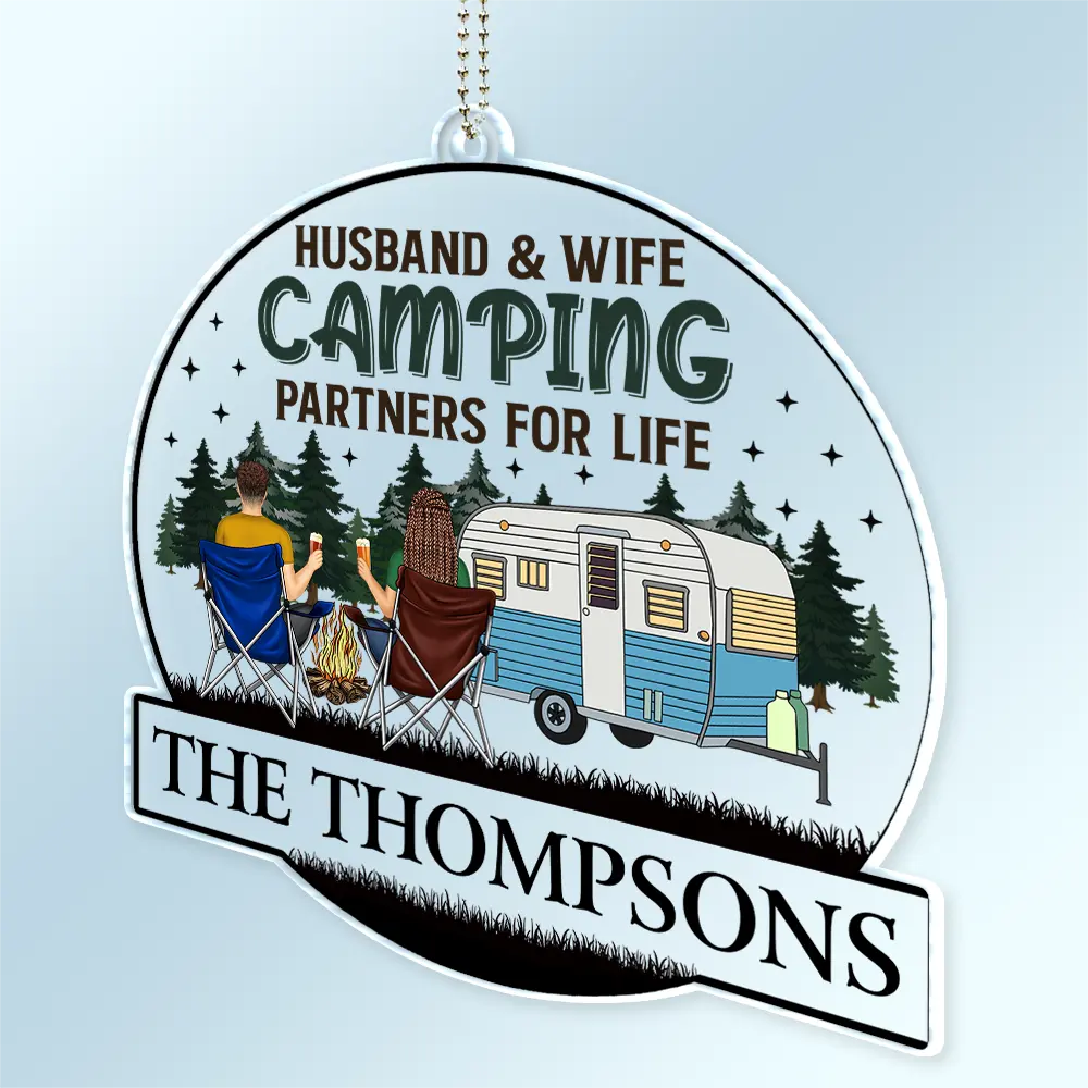 Home Is Where We Park It Back Couple - Personalized Acrylic Car Hanger