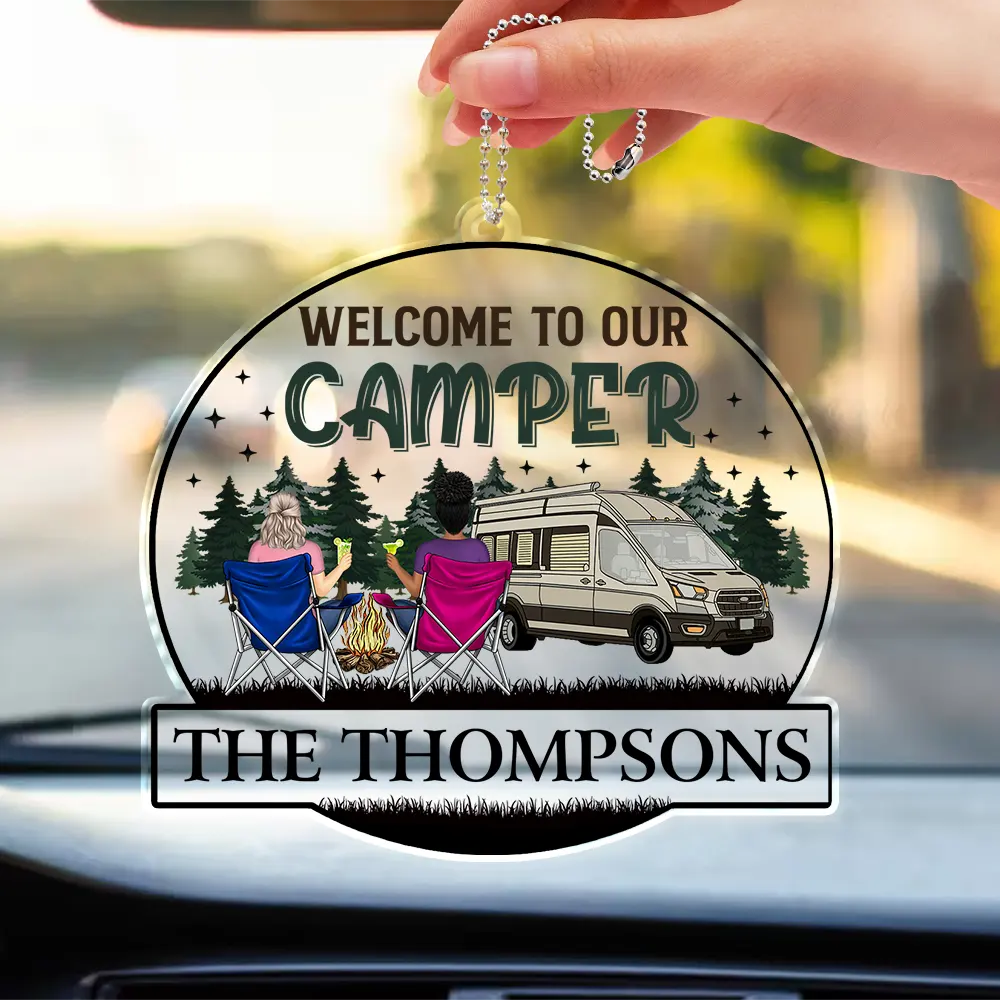 Home Is Where We Park It Back Couple - Personalized Acrylic Car Hanger