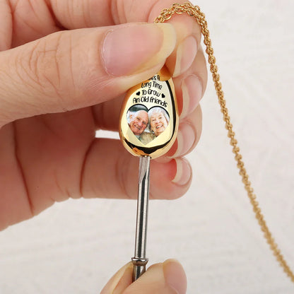 Custom Photo "It Takes A Long Time To Grow An Old Friend" Keepsake Necklace