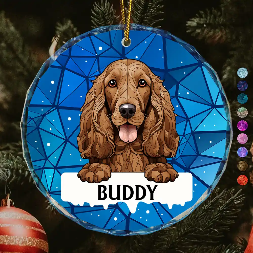 Best Friend For Life Dog Cat Christmas Stained Glass - Personalized Circle Glass Ornament