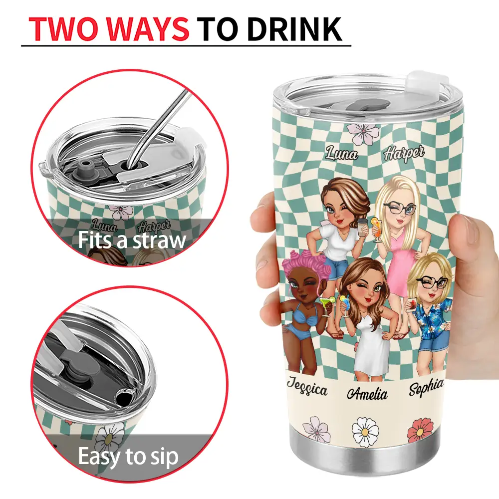 Personalized Best Friend Tumbler - “Because Of You I Laugh A Little Harder” Gift for Her