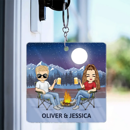Personalized Camping Couple Keychain - 'Keys to the Camper' Keepsake Gift