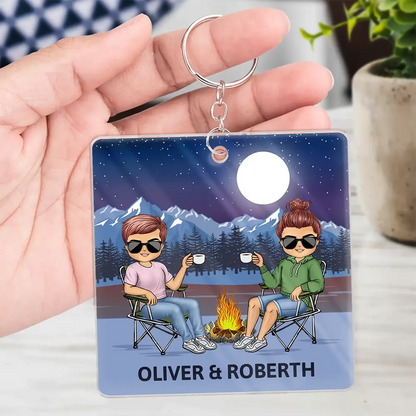 Personalized Camping Couple Keychain - 'Keys to the Camper' Keepsake Gift