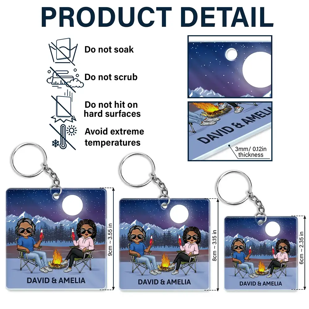 Personalized Camping Couple Keychain - 'Keys to the Camper' Keepsake Gift