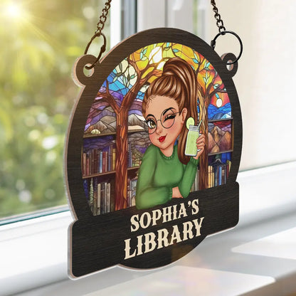 Reading Corner Women - Personalized Window Hanging Suncatcher Ornament