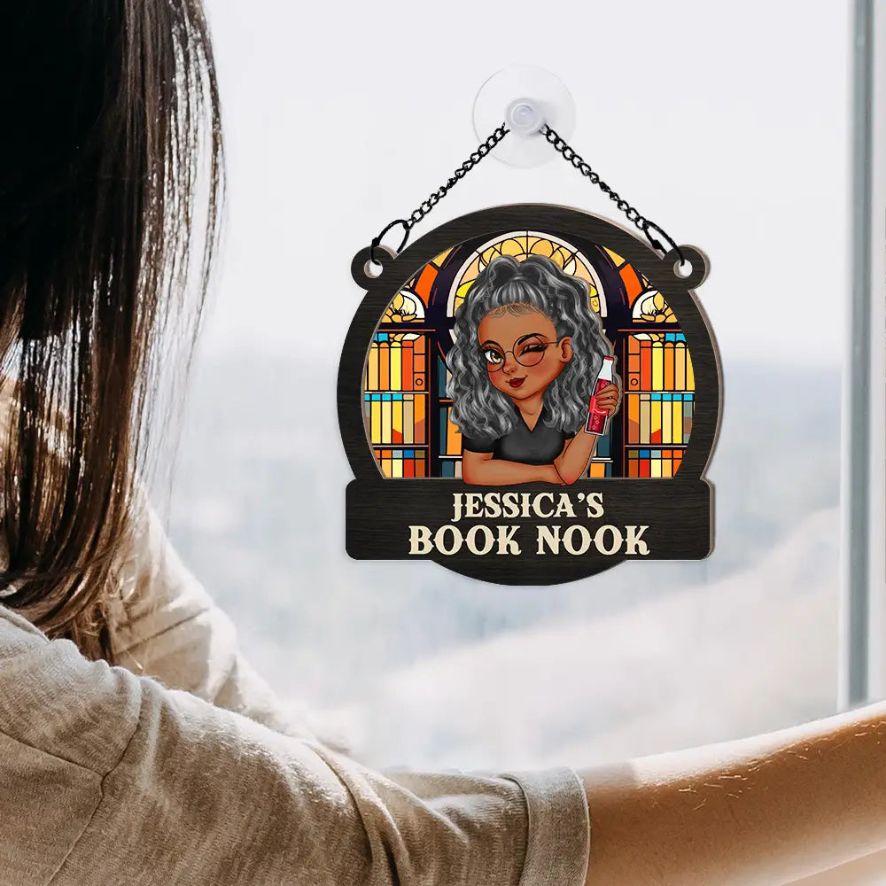 Reading Corner Women - Personalized Window Hanging Suncatcher Ornament