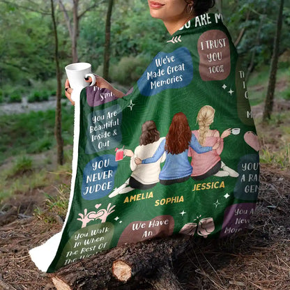 Gifts For Colleagues, Gift For Bestie - 10 Reasons Why You Are My Bestie Backside - Personalized Fleece Blanket, Sherpa Blanket